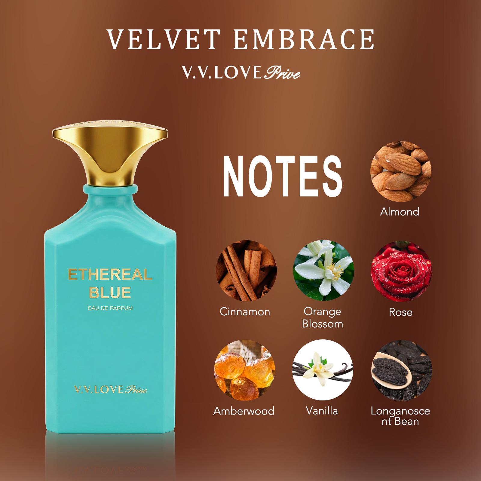 Ethereal Blue | Ambery Vanilla Floral | EDP Luxury Women Perfume 100ml | Almond,Cinnamon,Vanilla & Amberwood | Long Lasting Date Night,Party & Weekend Outing