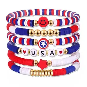Patriotic American Flag Bracelets, 4th of July Outfit Accessories | Fourth of July Memorial Day Independence Day Decorations, USA National Day Jewelry, Patriotic Holiday Party Favors, 250th Anniversary America Merchandise