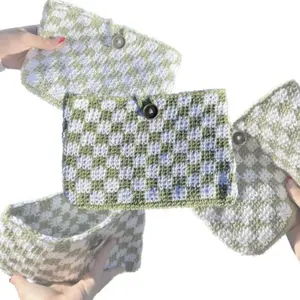 Checkered crochet book sleeve Synthetic