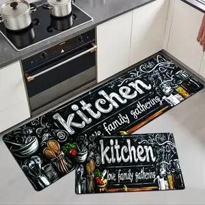 Silica Clay Kitchen Mat, Blackboard Style, Non-Slip, Durable, Decorative, Adjustable Size, Suitable for Kitchen, Bathroom, Entryway, Laundry Room, Living Room