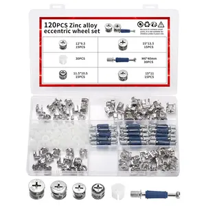 120 PcsCam Lock Nuts Set, 3 in 1 Cam Locks for Furniture  Kit, Cam Screws for Furniture Hardware, Cam Bolt Fittings Fasteners Hardware  for Drawer Furnitures Cabinet Connectors