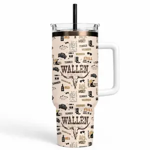 Wallen Country Western Tumbler 40oz 30oz, Cowboy Boots Whiskey Truck Cow Skull Travel Mug, Southern Concert Fan Cup, Rodeo Cowgirl Insulated Coffee Tumbler With Handle, Not Including The Straw Bottle Drinkware Water Bottles