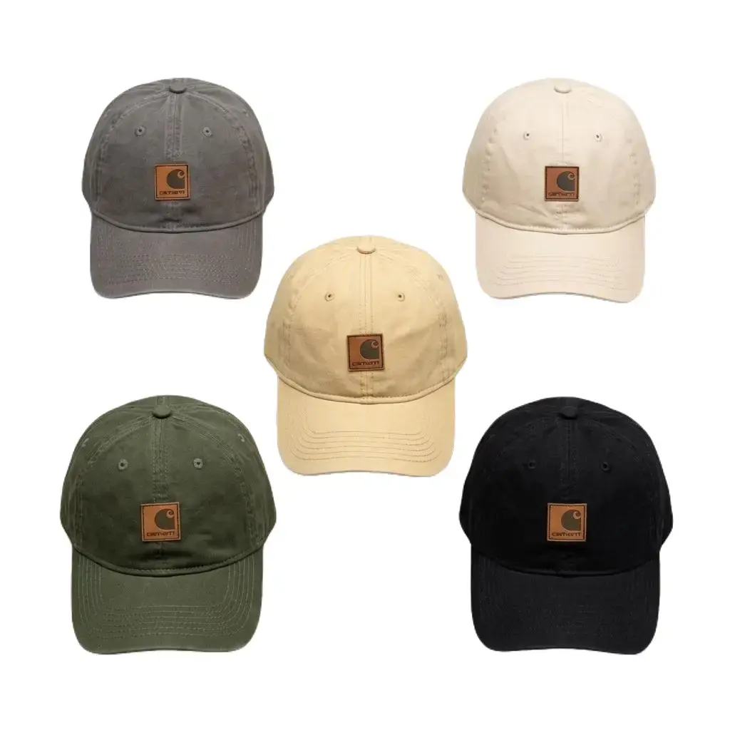 Carhartt Unisex Leather-Label Baseball Cap, Solid-Color Curved-Brim Cap