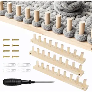 55’ Chunky Blanket Loom Kit,Thick Nature Wooden Loom Frame for Beginners,3 Pack DIY Throw Tool for Hand
