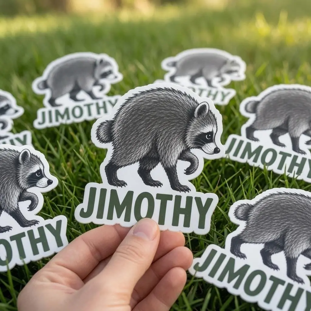 Jimothy Raccoon Stickers, Seattle Short Spine Raccoon, Animal Lover Gift, Viral Raccoon Meme