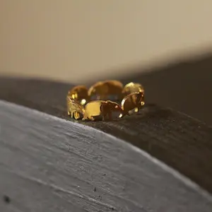 Gold Stainless Steel Elephant Ring Daily Birthday - Unisex