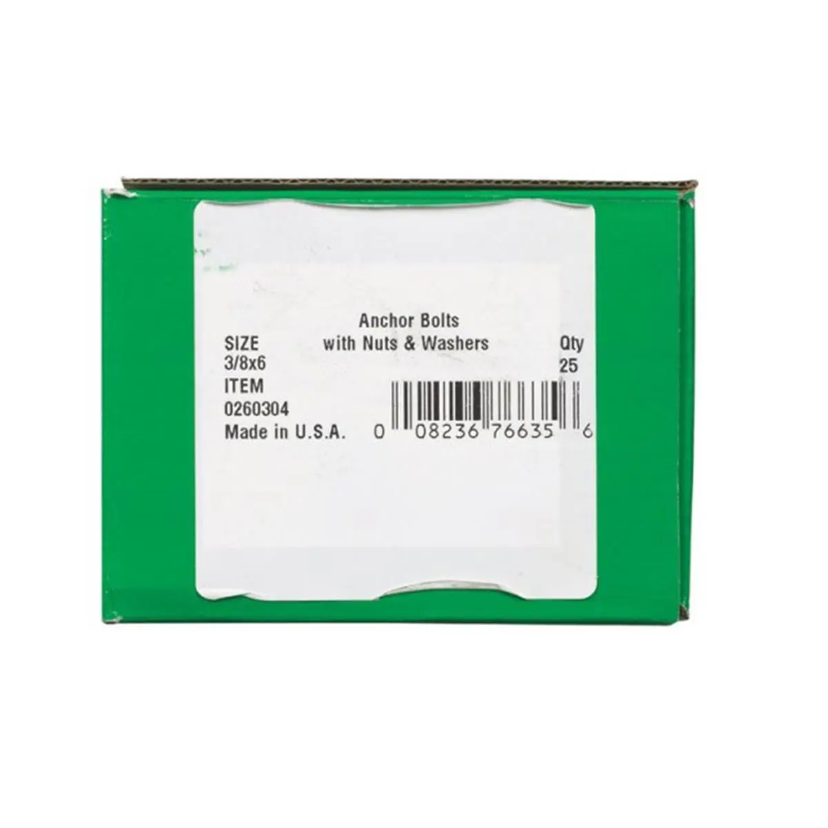 212 MAIN Non-Plated Steel Anchor Bolts, 3/8'' X 6'' in., Includes Nuts (Hillman 260304), 4 Lbs