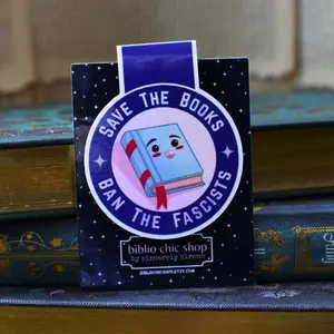 Save the Books Ban the Fascists Folded Magnetic Bookmark