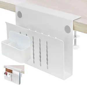 Desk Laptop Holder,Desk Side Storage, No Drill Standing Desk Accessories with Magnetic Pen Holder,Fits Flat Edge Tables 0.3" to 2.8",Back to School Supplies