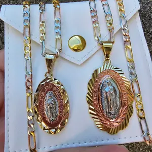 Nuestra señora de guadalupe gold-plated chain necklace