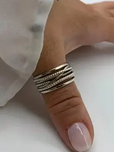 Boho Style Adjustable Open Thumb Ring for Women, Elegant Court Style Jewelry, Multi-Layer Braided Dainty Stacking Ring, All-Season Gift Idea