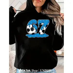 Six Seven Soccer Drip Hoodie Pullover for Unisex Daily Comfort