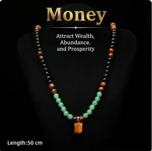 Natural Money Attraction Green Aventurine Necklace With Tiger Eye Pendant Healing Crystal Stone Jewelry For Anniversary Vacation Theme Parties Abundance Long Sweater Chain Ideal Gift For Men And Women