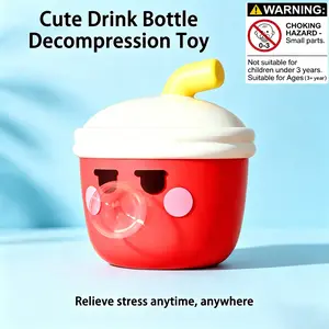 Drink Cup Squishy Toy, Bubble-Blowing Squeeze Fidget Toy, Soft Silicone Stress Relief Toy for Kids & Adults, Fun Sensory Play, Decompression Squeeze