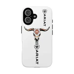 Stylish "Red Bull & Ariat" Text-Themed Matching Couple Phone Cases — Hard Protective Covers with Robust Dual-Layer Construction — Compatible with iPhone 13, 14, 15, 16, 17