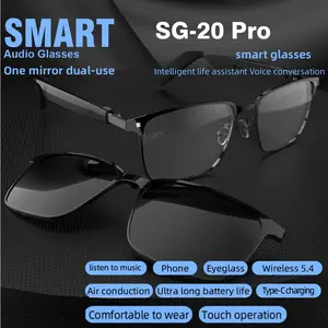 EchoFrame SG-20 Pro Smart Audio Glasses Wireless Bluetooth 5.4 Switchable Lenses UV Blue Light Protection Ideal for Music Calls Daily Commuting Wearable