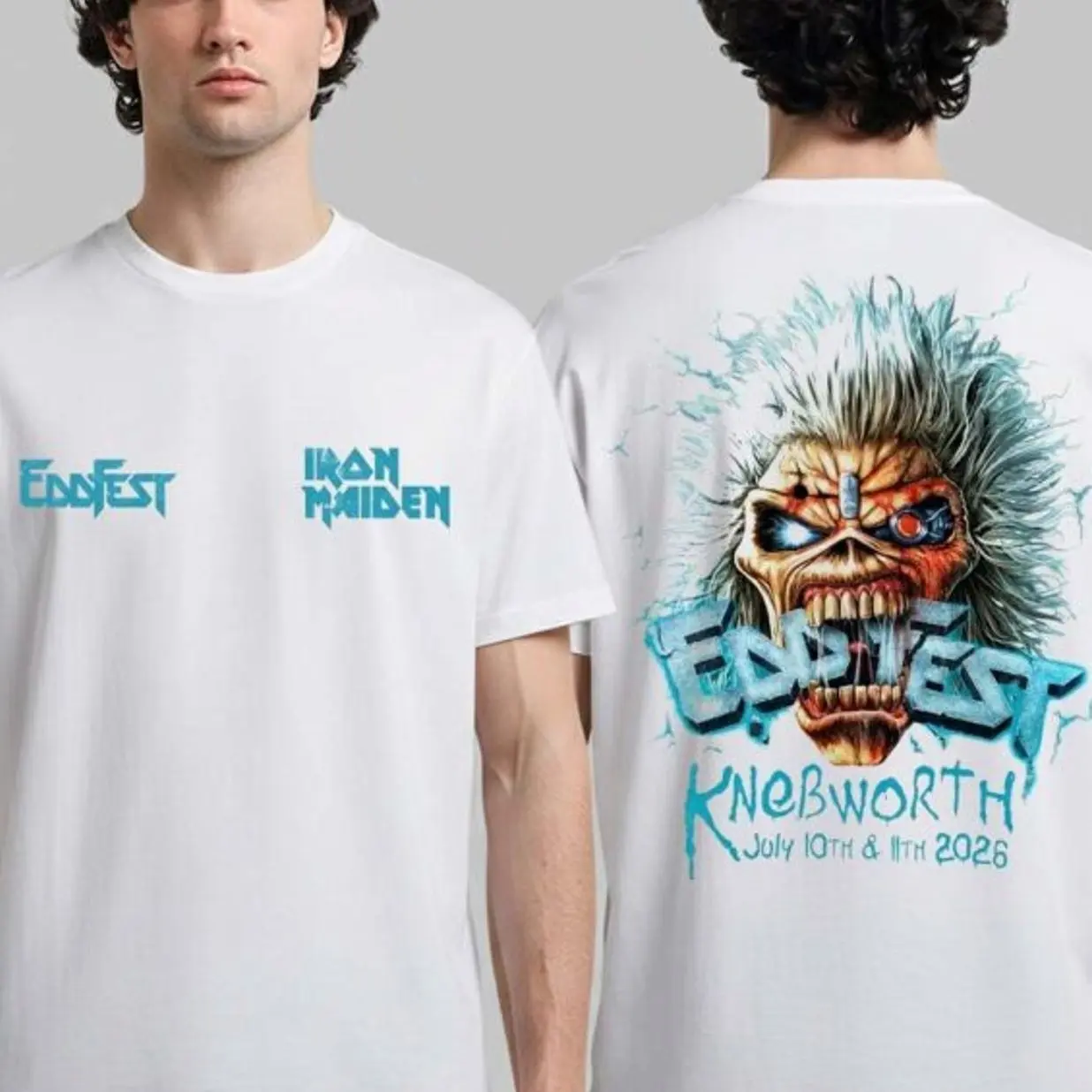 Iron Maiden EddFest 2026 Knebworth Merch On July 10 And 11 2026 Eddie Head White T-Shirt KS0