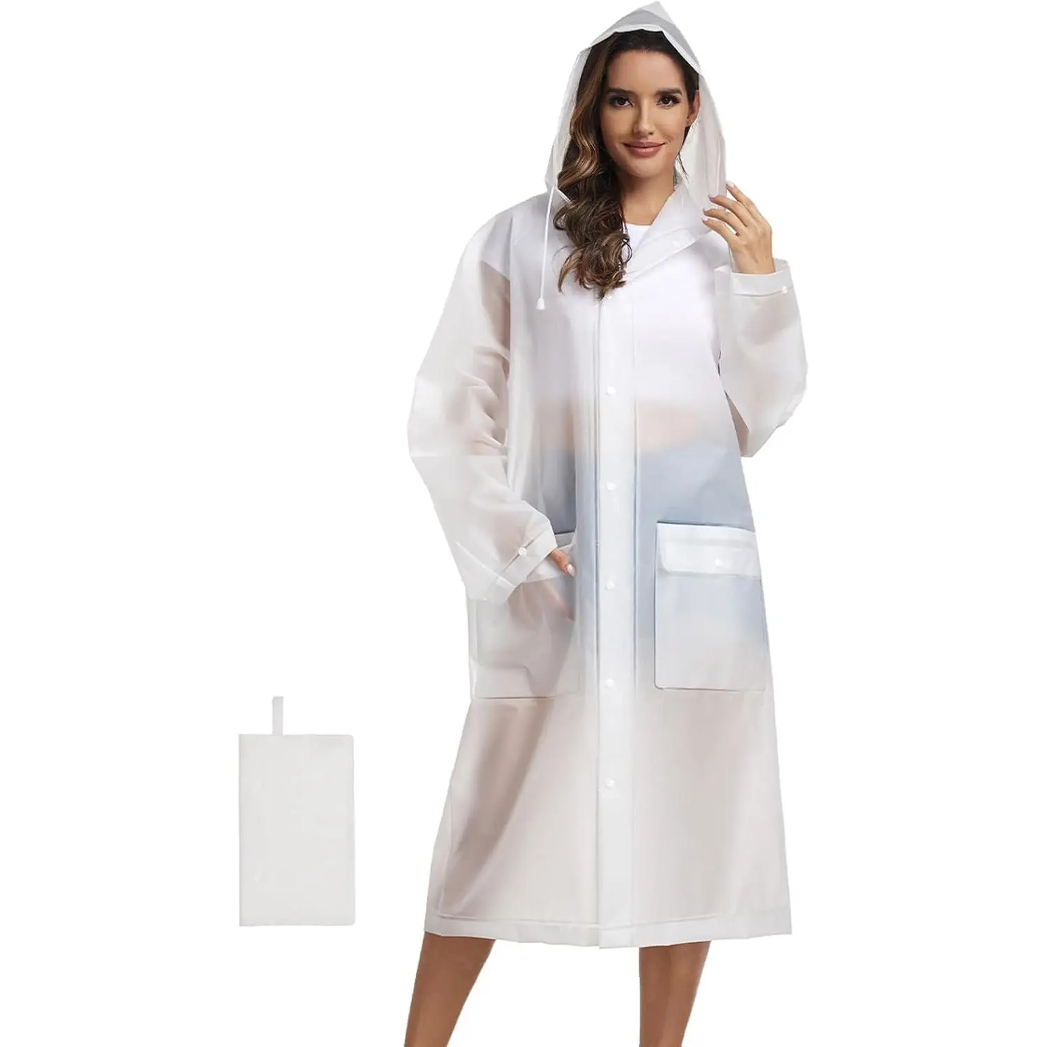 MOCOTONO Reusable Thicken EVA Rain Ponchos for Adults (1 Pack)- Extra Long Rain Jackets Raincoats for Men Women