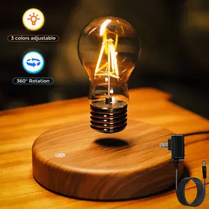 Suspended light bulb lamp magnetic floating LED lamp table lamp night light, 360 degree automatic rotation lamp, suitable for unique gifts, desktop ornaments, decorations