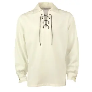 Men’s Scottish Jacobite Ghillie Kilt Highland Shirt Long Sleeve Lace Up Medieval