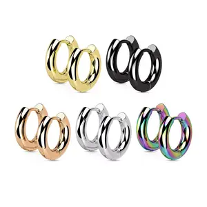 Stainless Steel 9 Gauge Huggie Hoop Earrings Unisex Women Men 14/16/18/20MM E8