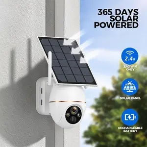 Solar Wireless WiFi Outdoor Security Camera Solar PTZ Security Camera 5MP 4G LTE Full Color Night Vision PIR Detection Solar Panel 10000mAh Battery EseeCloud APP Weatherproof IP66 Wireless Outdoor Surveillance