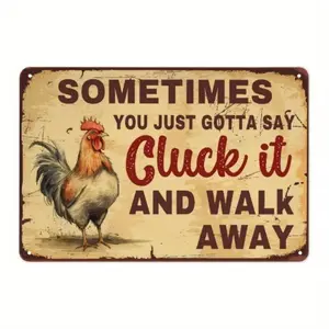 Rooster Pattern Metal Sign, Rustic Metal Sign, Humorous Rooster Illustration Wall Decor, Ideal Novelty Gift for Home Family Friends Decor