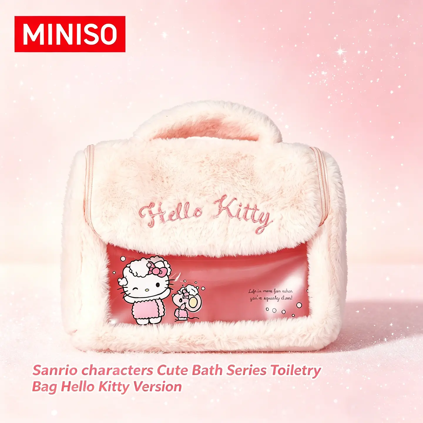 Miniso Sanrio Plush Toiletry Bag Set for Girls, Cute Cartoon Waterproof Cosmetic Organizer Pouch for Travel and Campus, Fun And Practical Gift