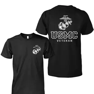USMC Veteran T-Shirt, Proud United States Marine Corps Veteran Graphic Tee with Eagle Globe Anchor Emblem, Military Service Cotton Fabric Shirt