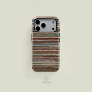 Rainbow Color Striped Phone Case, Durable Shockproof Two-In-One Protection, Fits iPhone 17-12 Pro Max & Samsung S25-S22 Ultra Series, Holiday Gift, Accessories, Casing