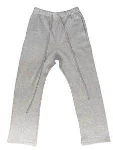 Men's Uncuffed Sweatpants Light Gray Joggers, Casual Relaxed Fit Lounge Pants with Side Pockets & Drawstring, Casual Streetwear Loungewear for Everyday, Gym & Travel