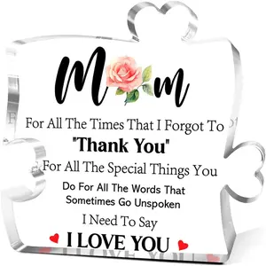 Thank You Gifts for Mom from Son Daughter,Unique Gifts for Mom Thanksgiving Birthday Christmas,Thank You For All The Times Sign Acrylic Puzzle Piece