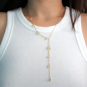 Custom Lariat Name Initial Necklace, Y- Necklace, Chain Personalized Jewelry, Personalized name necklace