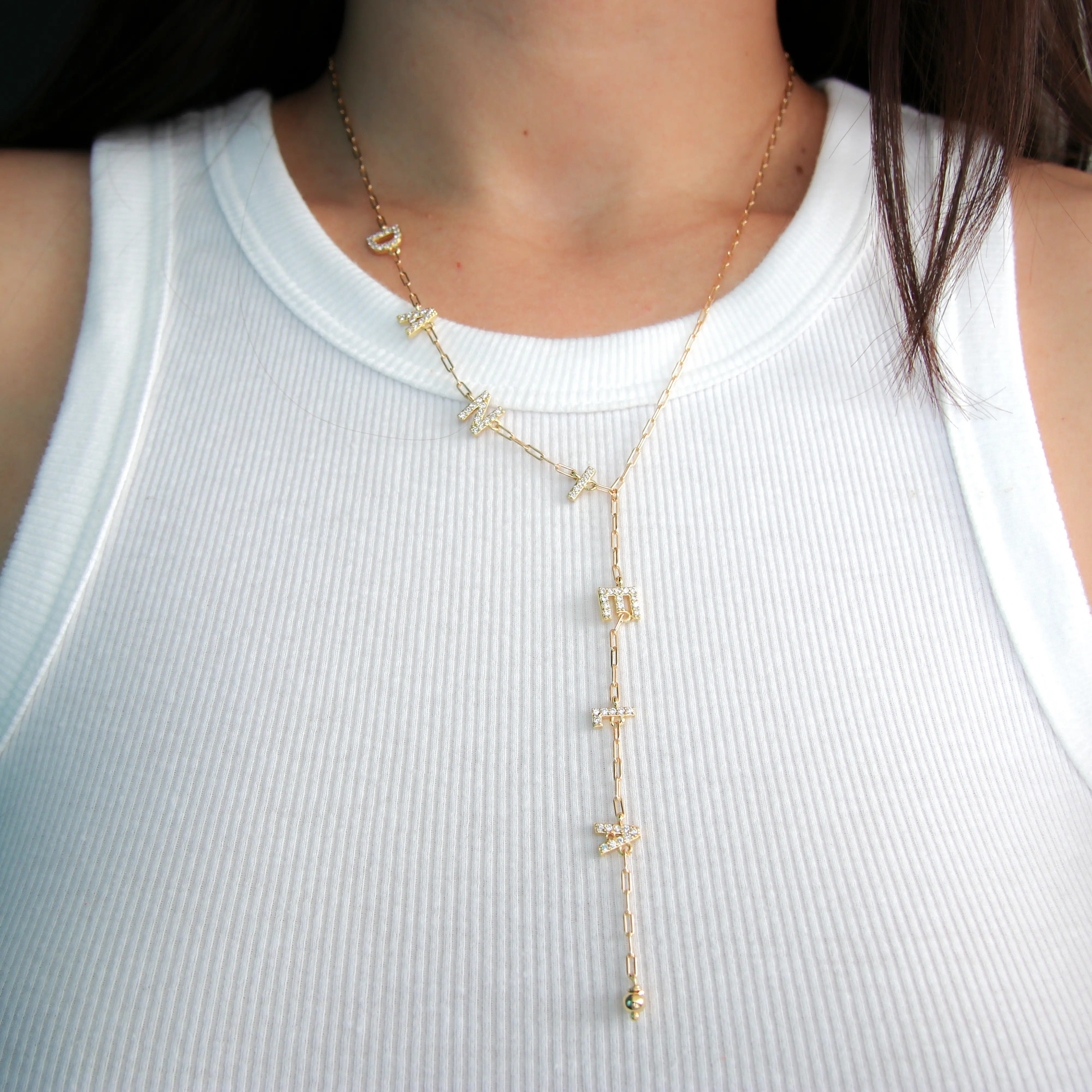 Custom Lariat Name Initial Necklace, Y- Necklace, Chain Personalized Jewelry, Personalized name necklace