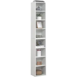 8-Tier Bookcase Cube Storage Organizer, Corner Bookshelf with Adjustable Shelves, White