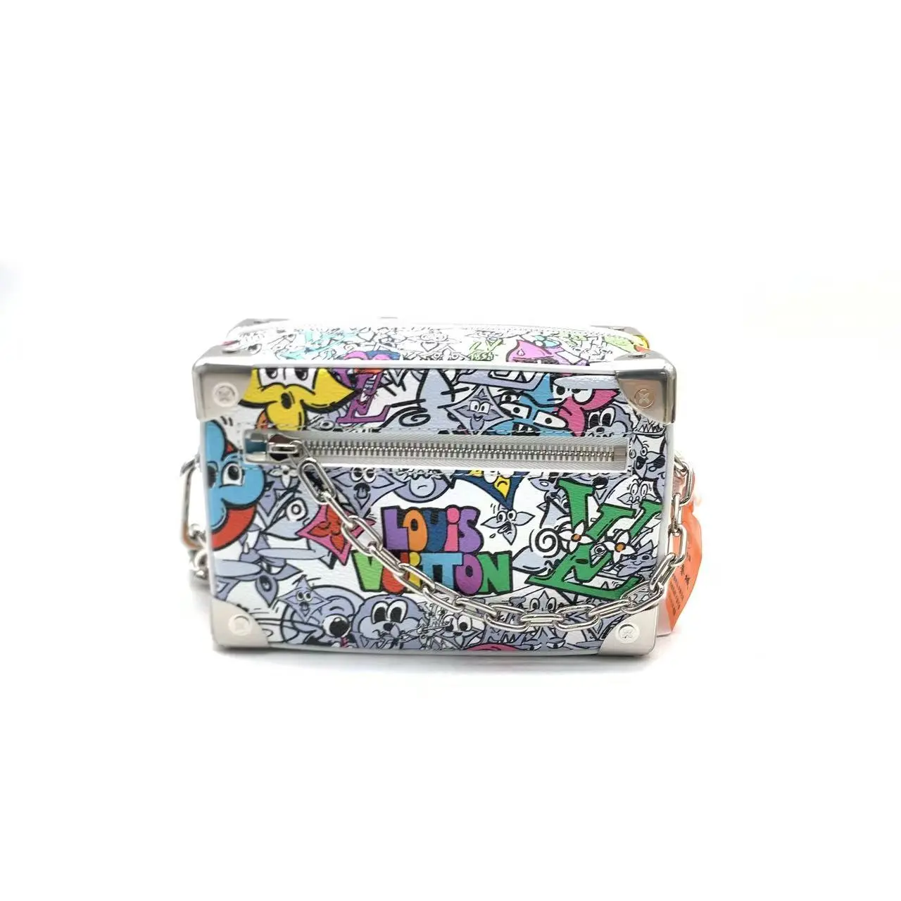 Pre-owned LV white small floral graffiti crossbody bag