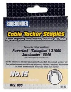 212 MAIN Powerfast Swingline #15 Round-Shape FPC 15532 Flat Crown Cable Tacker Staples for Cable Tacking Applications