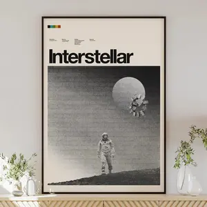 Interstellar Inspired Poster, Sci-Fi Digital Wall Art, Minimalist Mid-Century Modern Print, Vintage Retro Home Decor