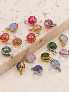 20 Piece Set Stainless Steel Natural Stone Beads Necklace, Handmade DIY Jewelry Accessories for Women Daily Wear