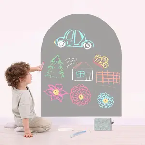 Magnetic Wall Decal Arch 31" x 39", Self-Adhesive Magnetic Chalk Board Sticker for Kids, Playroom, Home（Light Gray） Decor Decorative Ornaments Decoration Artistic Pet wall  decals