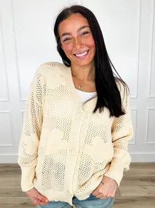 Check My Work Knit Long Sleeve Avery Mae Button Up Cardigan - Multiple Colors