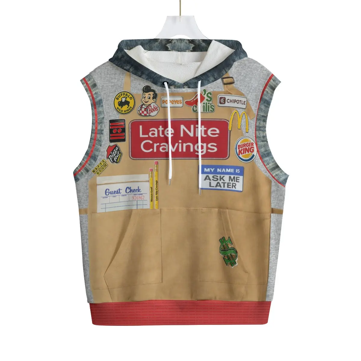 #L8NC - Cravings Fast-Food Uniform Menswear Vest Hoodie Tops Man Sleeveless
