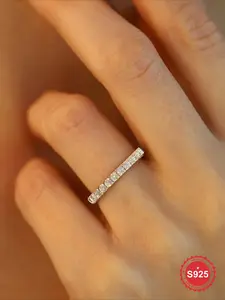1 Pc Fashionable Luxury Inlaid Crown Tail Ring Zircon Ring Elegant Engagement Ring for Women Real 925 Sterling Silver Jewelry Bridal Wedding Engagement Dating Party for Ladies Engagement Anniversary Valentine's Day Girlfriend Birthday Gift