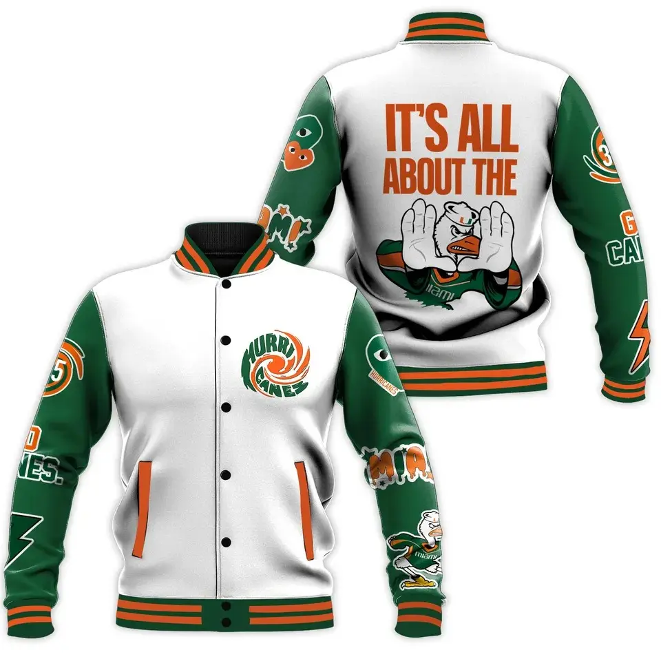 It Is All About The Mascot Bird Hands Up Letter Print Graphic Varsity Jacket Loose Fit Casual Sports Outerwear For Youth Adults Fall Winter Spring Daily Wearing Oversized Bomber Coat
