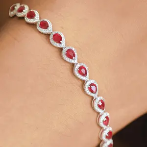 M️om's Gift！S925 Sterling Silver Teardrop Ruby Bracelet - Handcrafted Elegance for the Special Woman in Your Life. The Ultimate Christmas Gift That Whispers 'Forever'. #TimelessLuxury