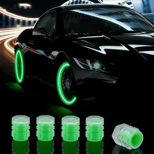 DIBMS 12PCS Fluorescent Car Tire Valve Stem Caps, Auto Corrosion Resistant Wheel Valve Cover, Luminous Illuminated Glow in The Dark, Car Decor Accessories Universal for SUV, Trucks, Car (Green)