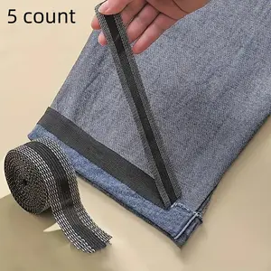 5 Roll Self-Adhesive Pants Paste, Iron-On Pants Edge Shortener, Repair Jeans, DIY Sewing Fabric, Ideal for Jean Clothing and Apparel