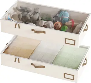 Back to school 2-pack under bed storage bags foldable clothing storage bags with handles and lids large under bed storage bags for blankets toys and sheets
