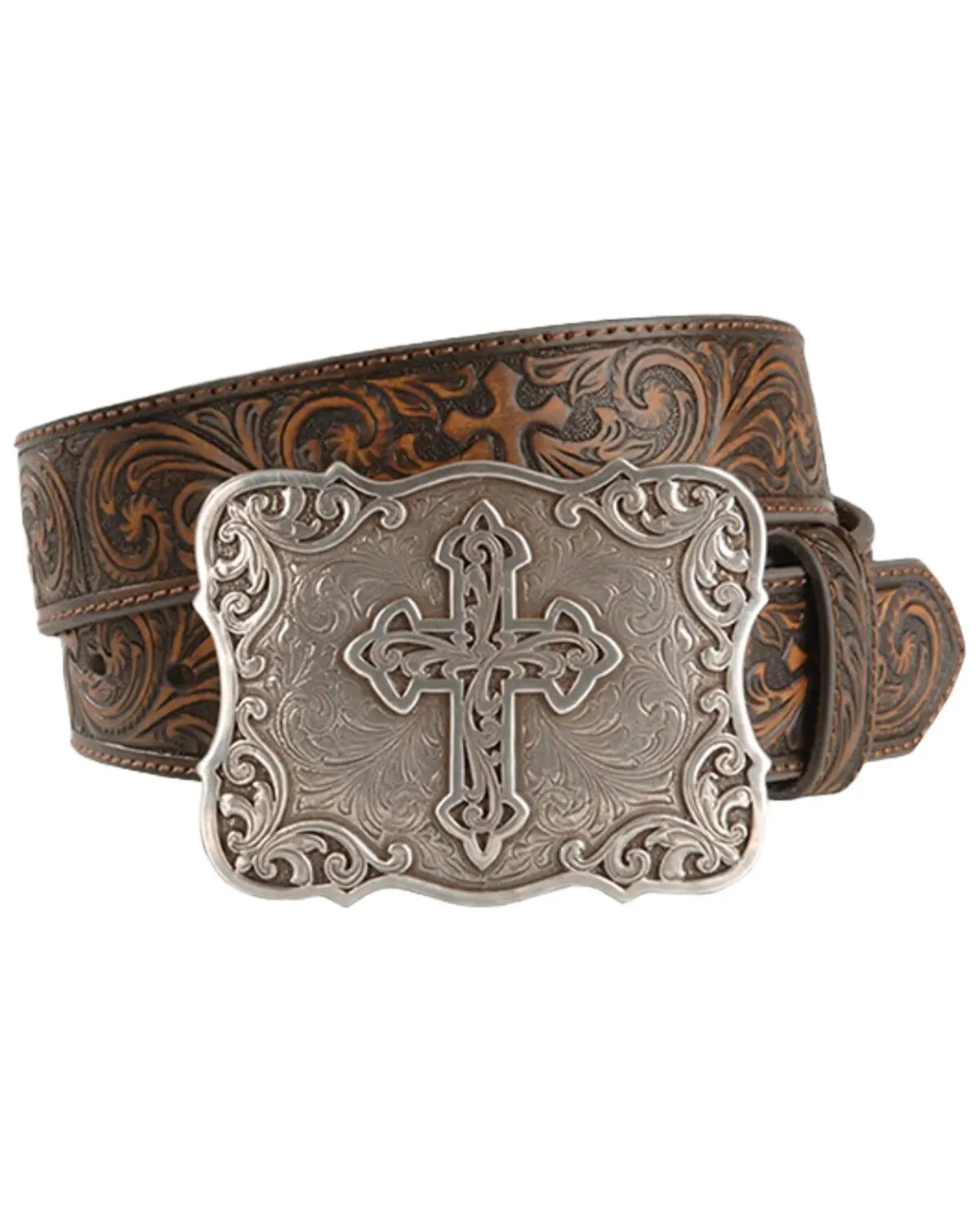 Nocona Belt Co. Women's Women'S Embossed Leather Cross Buckle - N34838-02