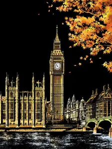 Cosmic Canva - Big Ben - Rainbow Scratch Painting Paper,City Series Night Scene, Scratch Painting Creative Gift, Scratchboard for Adult and Kids